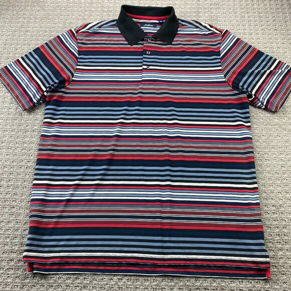 Jack Nicklaus Golf Shirt Men Large L Multicolored Stripes Black Red Blue White - Picture 1 of 9